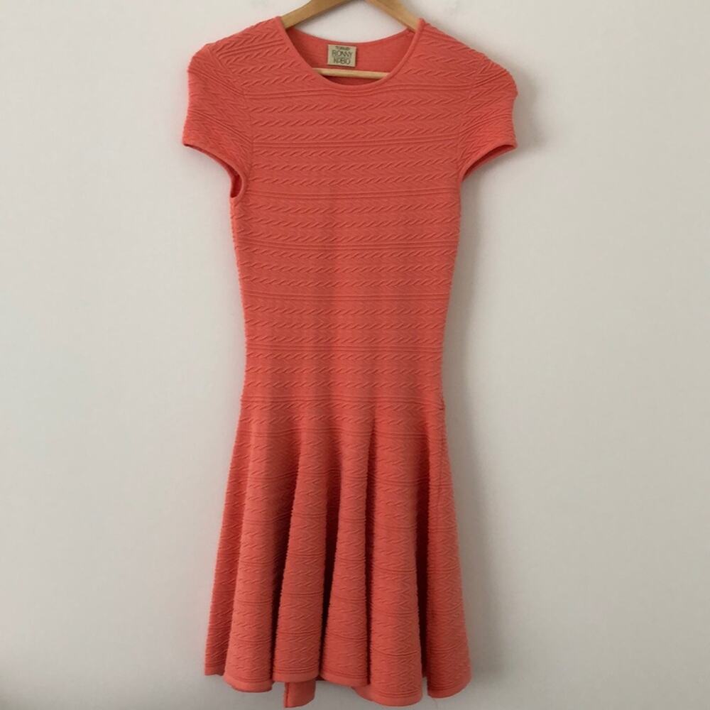 Torn by Ronny Kobo Viviene Coral Fit & Flare Dress XS Coquette Girl - Picture 2 of 7